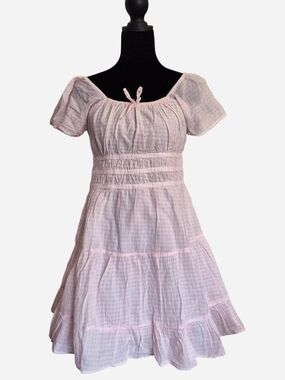 Coquette Pink Tie-Front Tiered Sundress